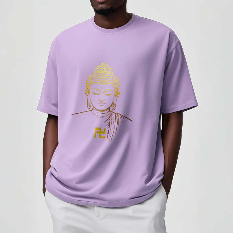 Swastika Pattern Golden mystic zen Cotton Tee T-shirt