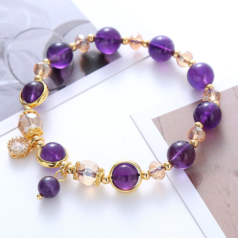 Natural Amethyst Geometric Crystal Meditation Bracelet