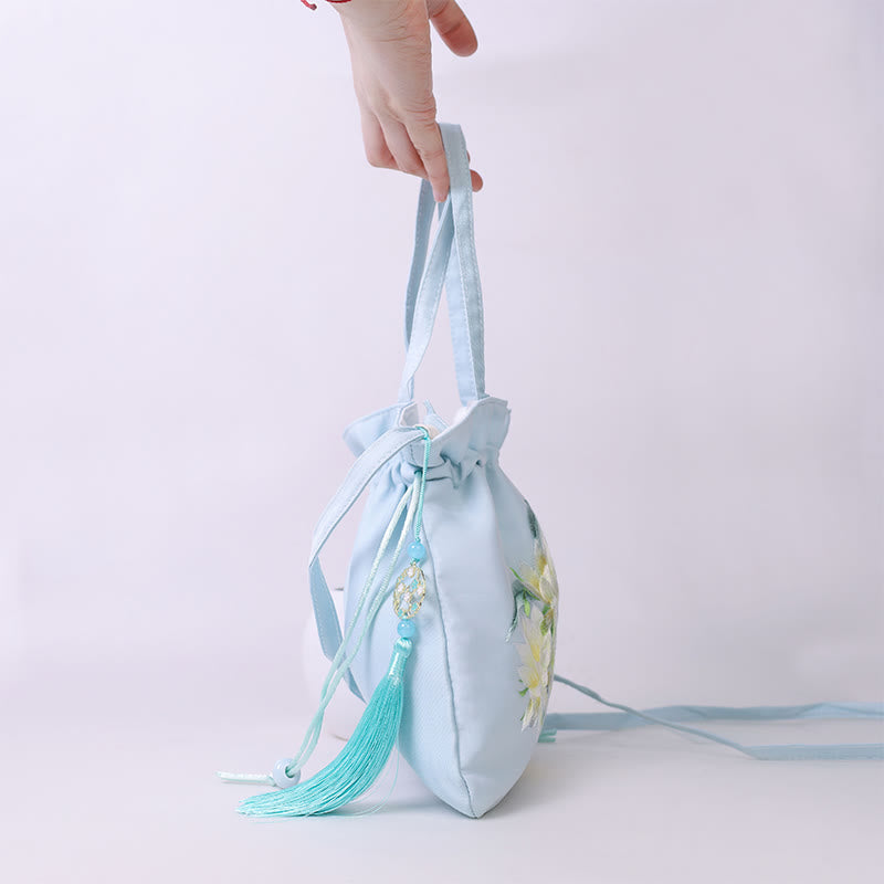 Suzhou Embroidery Lotus Deer Epiphyllum Peony Rabbit Cotton Linen Tote Crossbody Bag Shoulder Bag Handbag