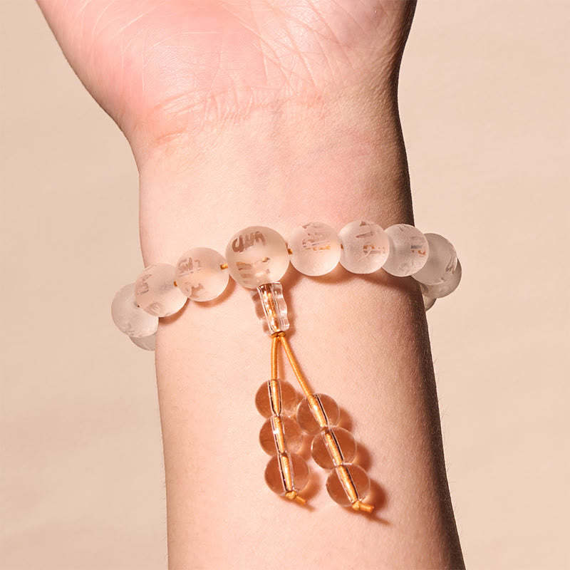 Tibet White Crystal Black Onyx Om Mani Padme Hum Meditation Bracelet