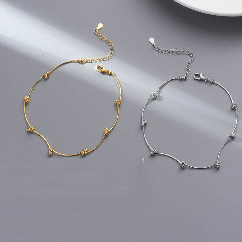 925 Sterling Silver Simple Wave Shape Protection Anklet