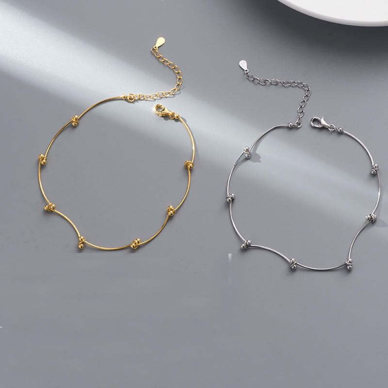 925 Sterling Silver Simple Wave Shape Protection Anklet