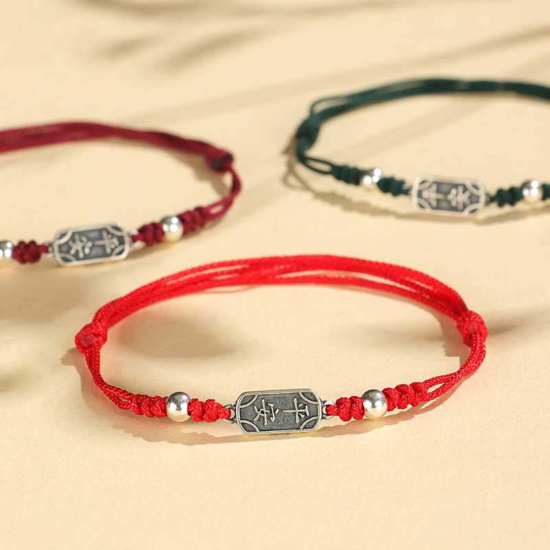 Handmade 925 Sterling Silver Peace And Joy Safe Well Protection Braided Bracelet