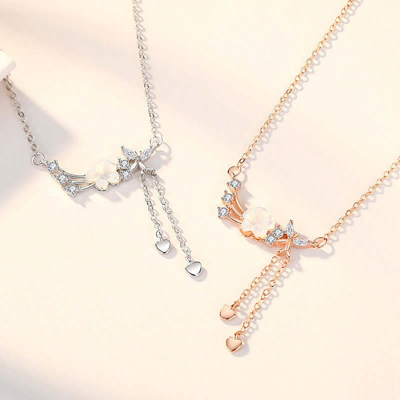 925 Sterling Silver Flower Butterfly Love Necklace Pendant Earrings Set