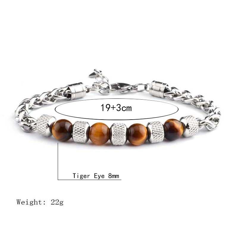 Black Onyx Tiger Eye Bead Courage Bracelet