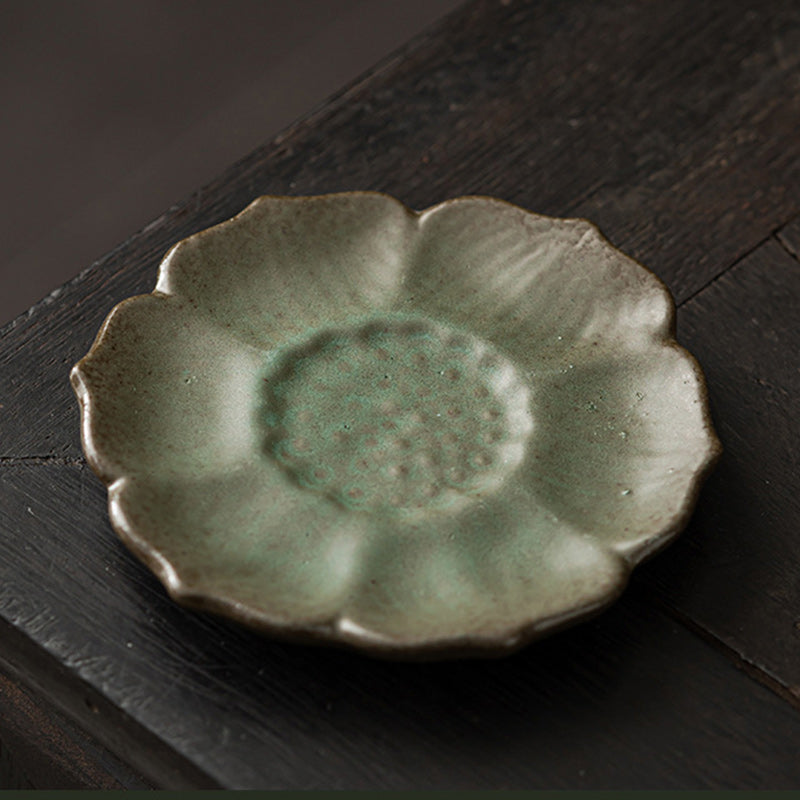 Vintage Lotus Flower Ceramic Cup Mat Pad Tea Cup Coaster Kung Fu Tea Mat