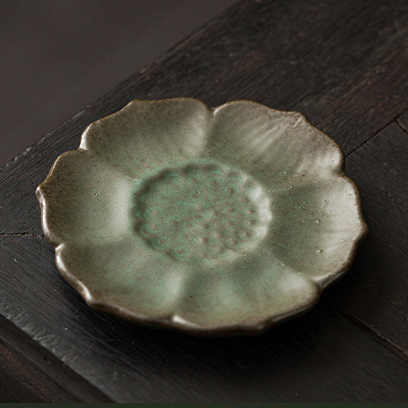Vintage Lotus Flower Ceramic Cup Mat Pad Tea Cup Coaster Kung Fu Tea Mat