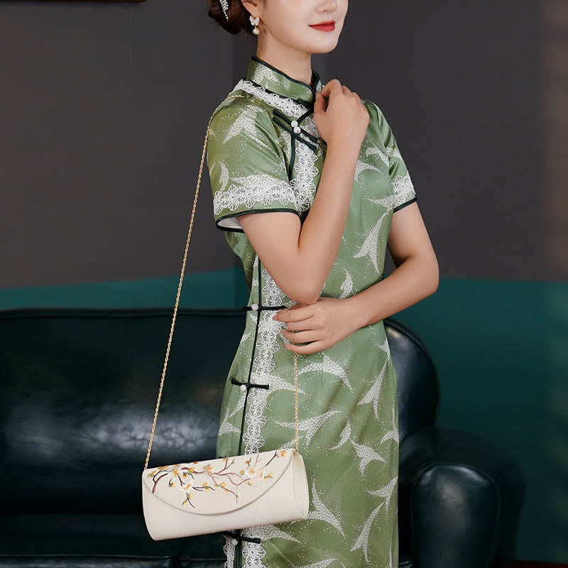 Plum Bossom Tulip Su Embroidery Wedding Shopping Purse Handbag Crossbody Bag