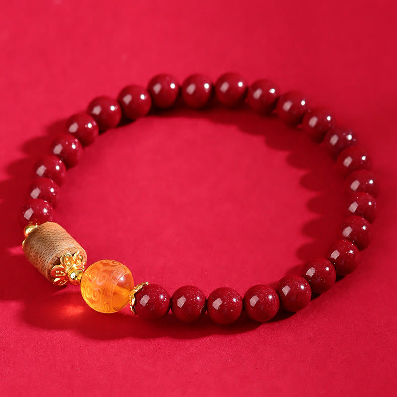 Cinnabar Amber Agarwood Blessing Bracelet