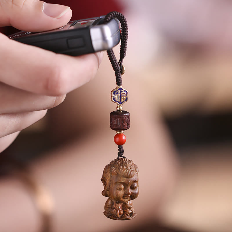 Chinese Zodiac Natal mystic zen Green Sandalwood Om Mani Padme Hum Peace Key Chain