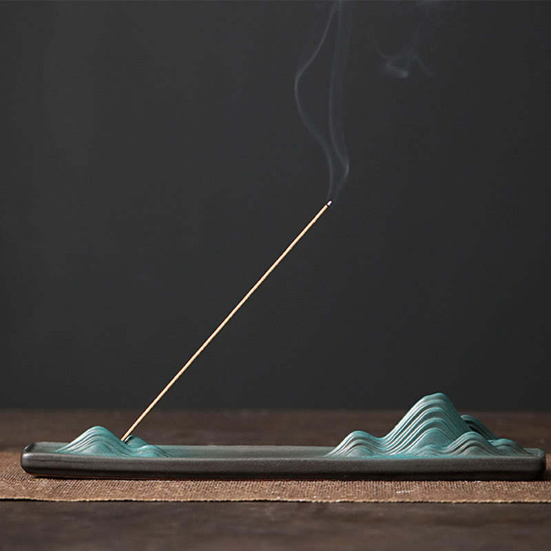 Moon Rabbit PiXiu Mountain Healing Ceramic Stick Incense Burner Decoration