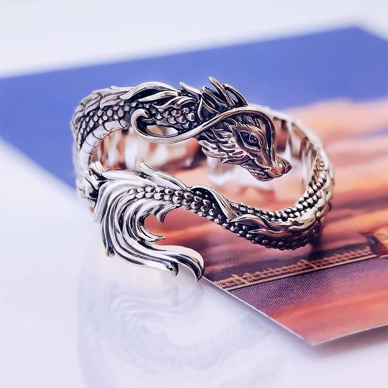 Vintage Dragon Pattern Protection Ring