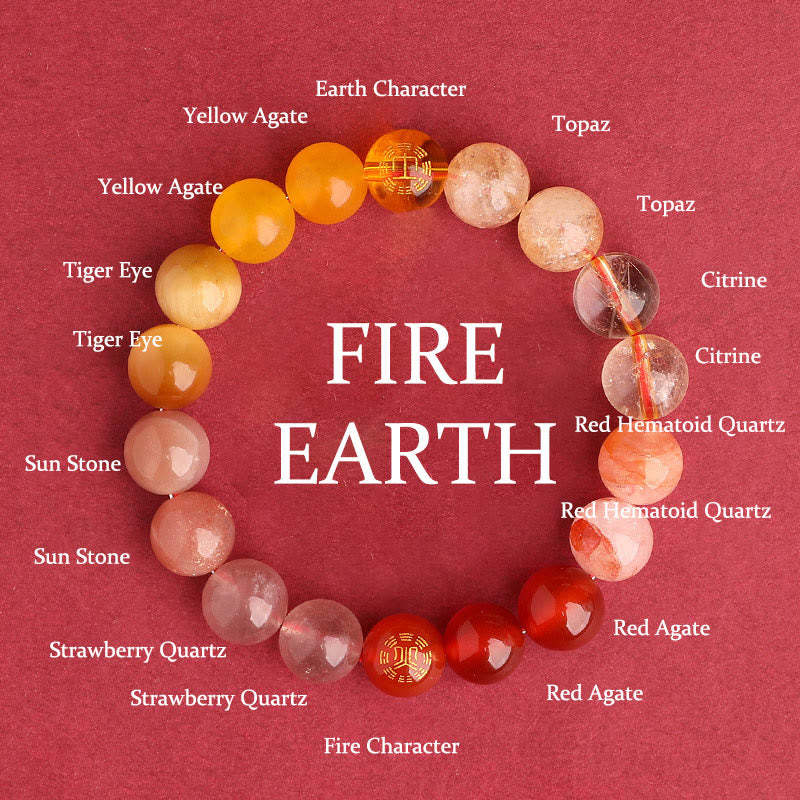 Five Elements Various Agate Crystal Black Onyx Green Chalcedony Aquamarine Wisdom Bracelet