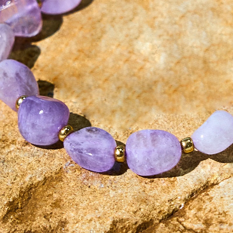 Irregular Shape Amethyst Braid String Balance Bracelet
