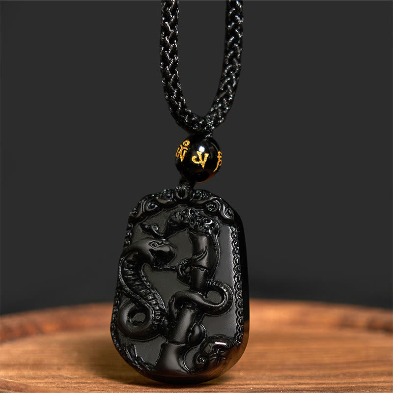Chinese Zodiac Obsidian Purification Fulfilment Necklace Pendant