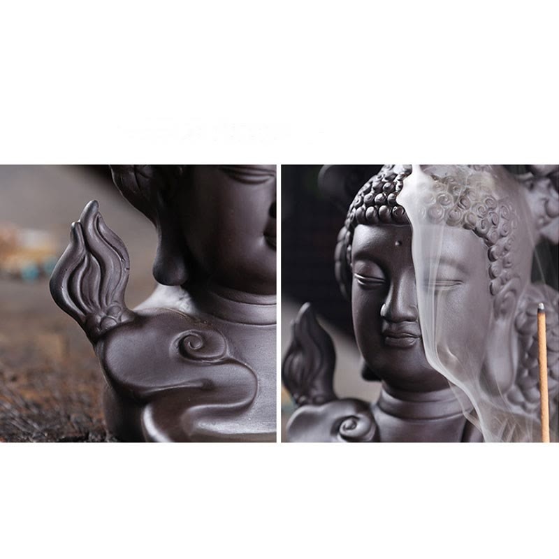 Dragon mystic zen Auspicious Clouds Purple Clay Healing Incense Burner Decoration