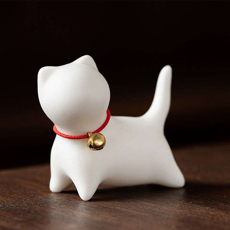 Mini Small Cute Cat Tea Pet Ceramic Home Desk Figurine Decoration