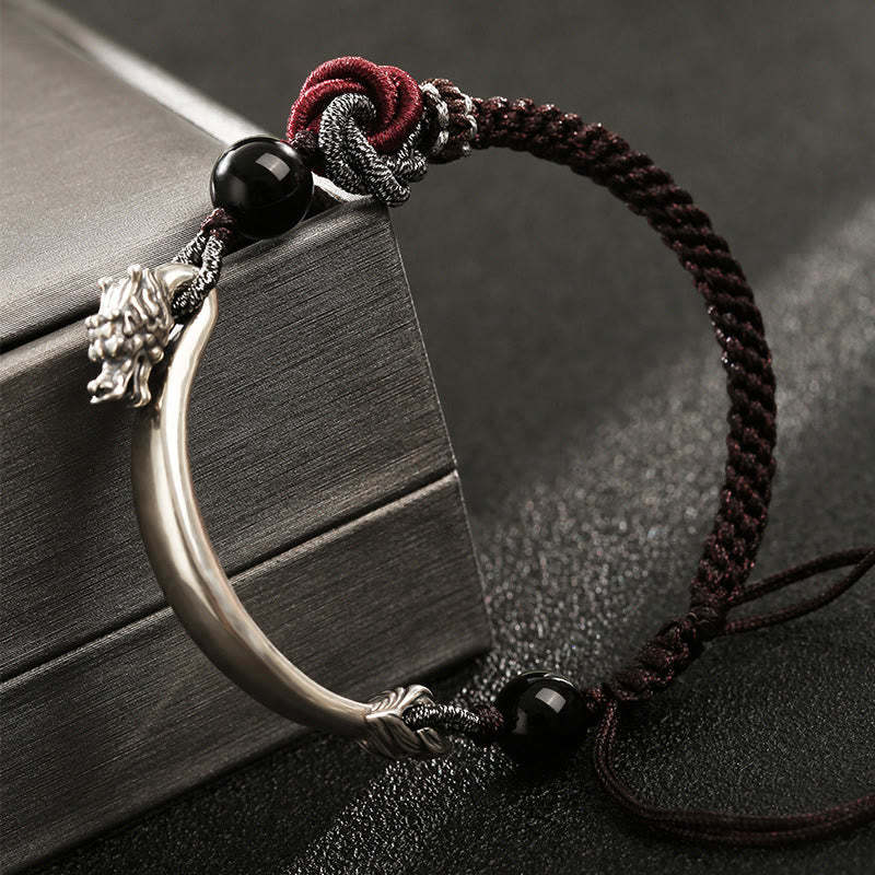 925 Sterling Silver Auspicious Dragon Success Handcrafted Braided Bracelet