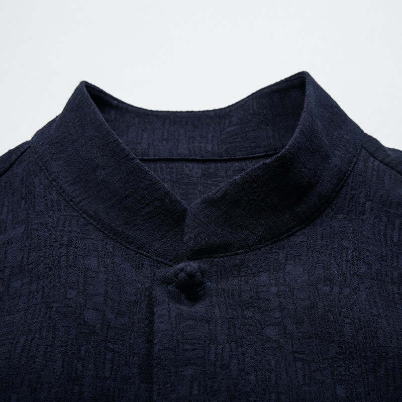 Fall Solid Long Sleeve Button Shirt Cotton Linen Men Clothing