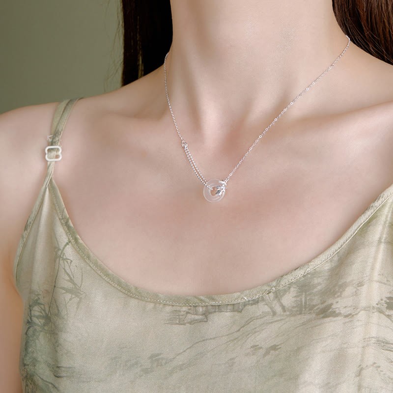 925 Sterling Silver Tulip Chalcedony Peace Buckle Fortune Necklace Pendant