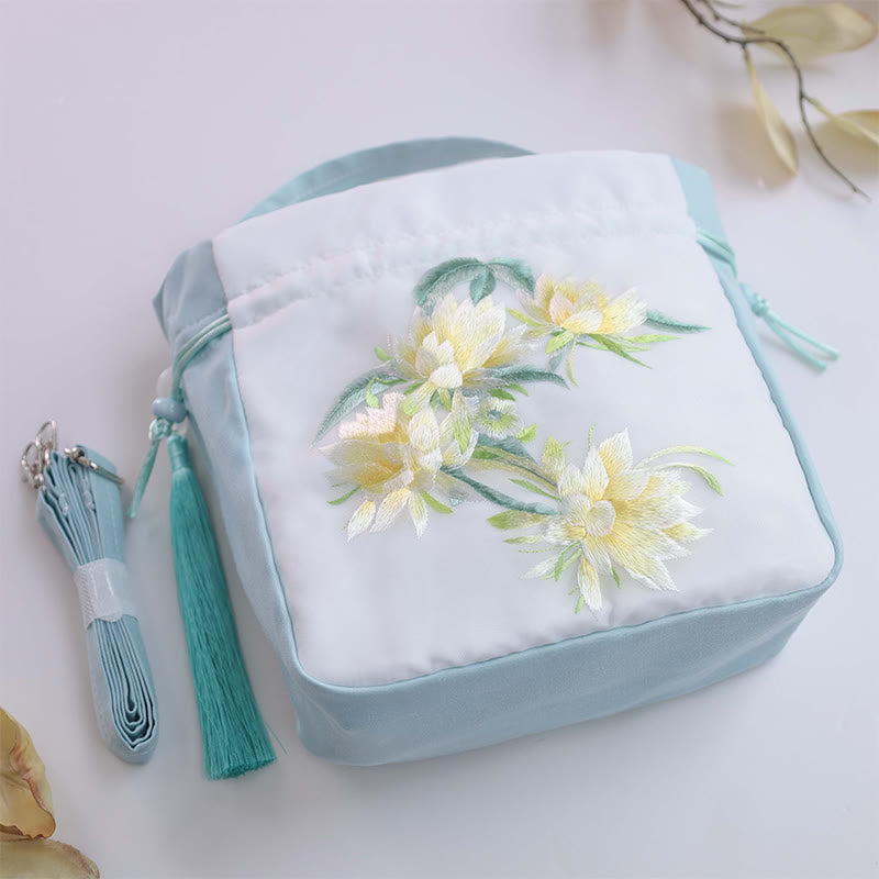 Suzhou Embroidery Rabbit Lotus Epiphyllum Peony Magnolia Silk Tote Crossbody Bag Shoulder Bag Handbag