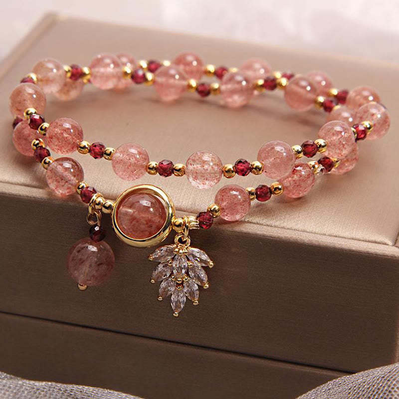 Healing of Love Strawberry Quartz Double Wrap Bracelet