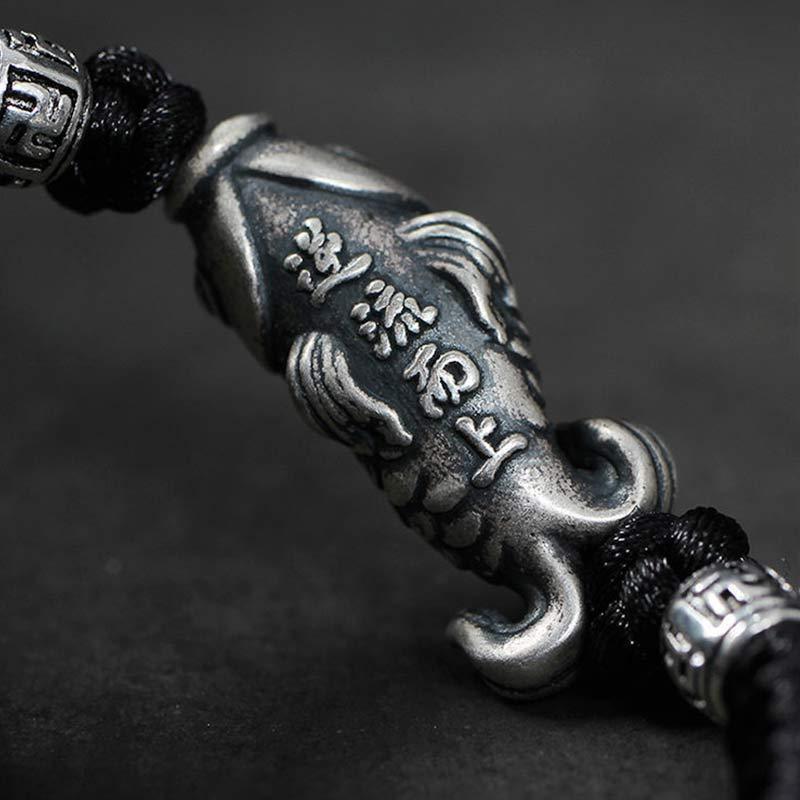 Silver Luck Koi Fish Braided String Bracelet
