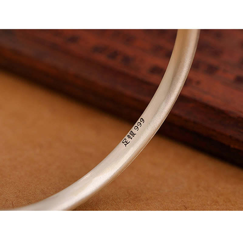 Vintage 999 Sterling Silver Auspicious Clouds Design Luck Bracelet Bangle