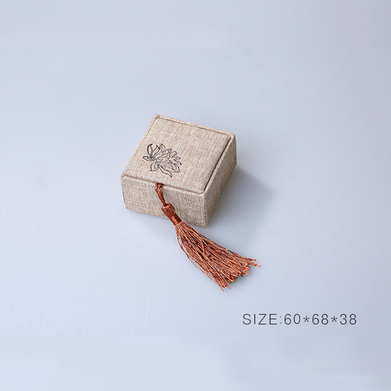 Lotus Pattern Jewelry Storage Box Gift Box Tassels