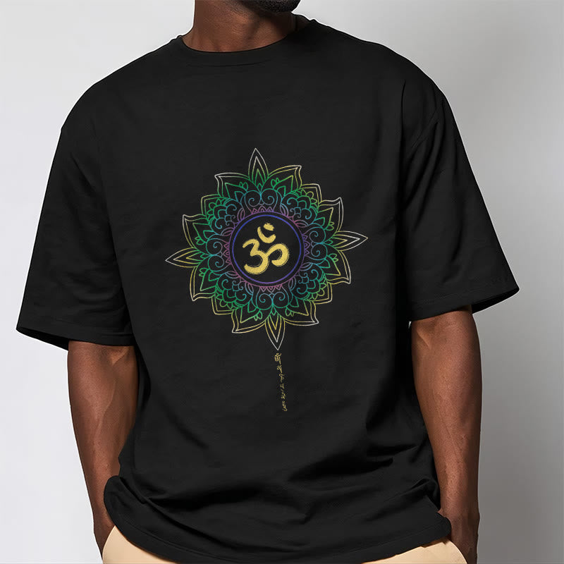 OM Yellow Green Gradient Lotus Cotton Tee T-shirt