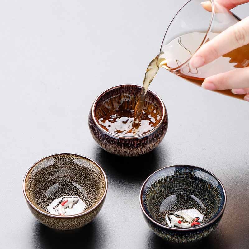 Small Koi Fish Kiln Change Chinese Jianzhan Ceramic Teacup Kung Fu Tea Cup 60ml