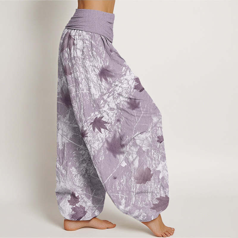 Maple Leaves And Branches Pattern Women's Elastic Waist Harem Pants