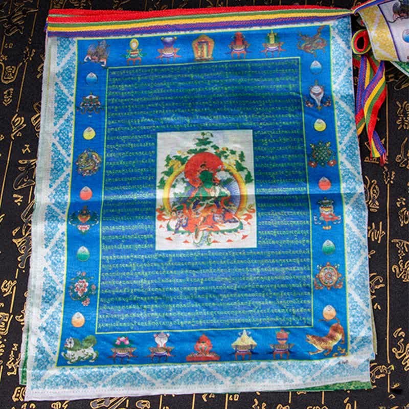 Tibetan 5 Colors Windhorse mystic zen Tara Scriptures Healing Auspicious Outdoor Prayer Flag