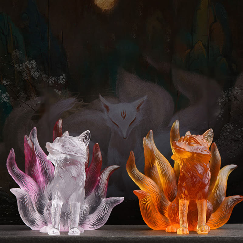 Small Nine Tailed Fox Success Strength Home Figurine Decoration