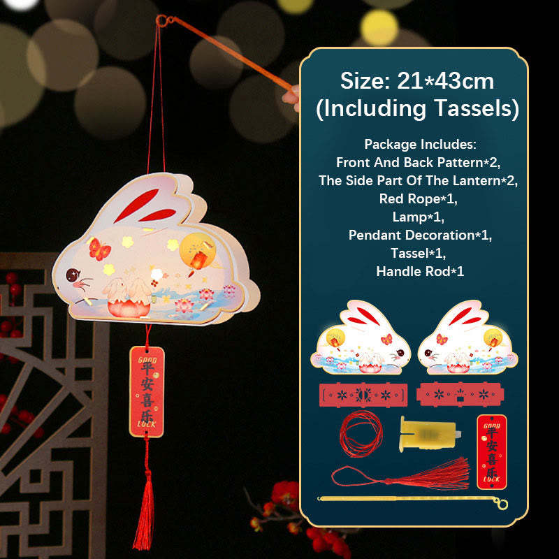DIY Good Luck Cute Rabbit Paper Lantern Lamp Mid-Autumn Festival Lantern Decoration