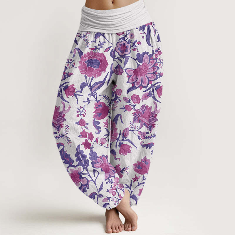 Sunflower Pattern Women's Elastic Waist Harem Pants