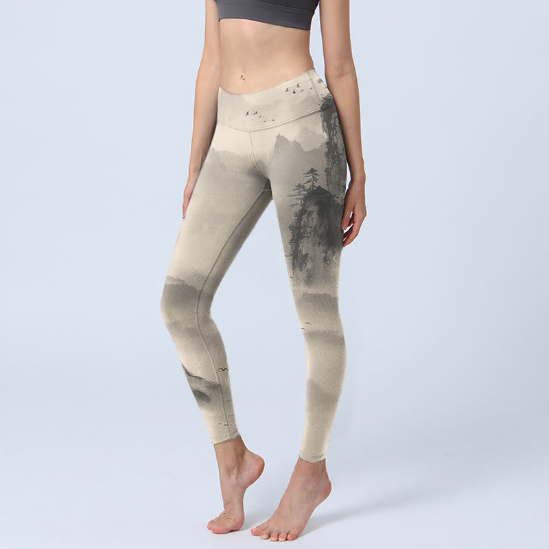 Mountains Shrouded In Mist Wild Goose Gym Leggings Women's Yoga Pants