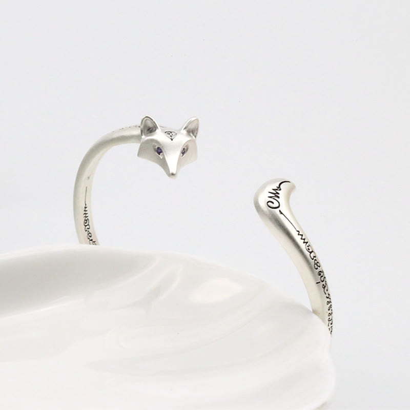Cute Fox Engraved Luck Copper Cuff Bracelet Bangle