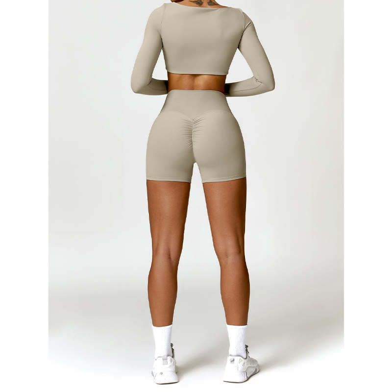 Gym Sports Yoga Backless Bra Crop Tank Top Shorts