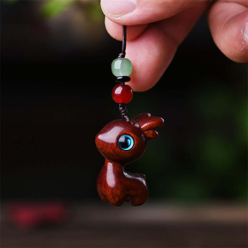 Small Leaf Red Sandalwood Ebony Wood Sandalwood Green Sandalwood Lucky Mini Cat Deer Sooth Phone Hanging Decoration