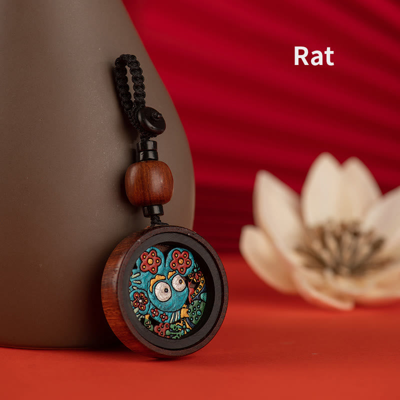 Year Of The Dragon Hand Painted Chinese Zodiac Rosewood Carved Calm Key Chain (Extra 30% Off | USE CODE: FS30)