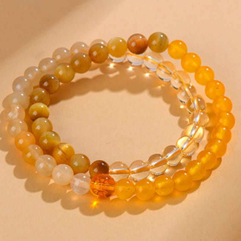 Five Elements Various Agate Crystal Chalcedony White Crystal White Agate Luck Bracelet