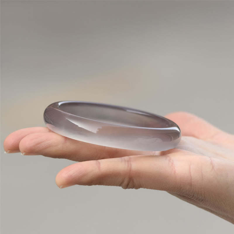 Natural Gray Chalcedony Harmony Bangle Bracelet