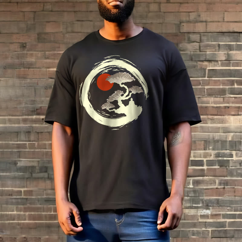 Red Sun Pine Zen Circle Meditation mystic zen Tee T-shirt