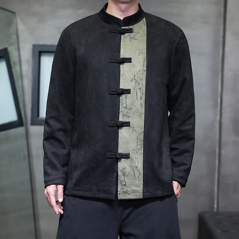 Men's Frog-button Tang Suit Bamboo Corduroy Cotton Jacket Shirt