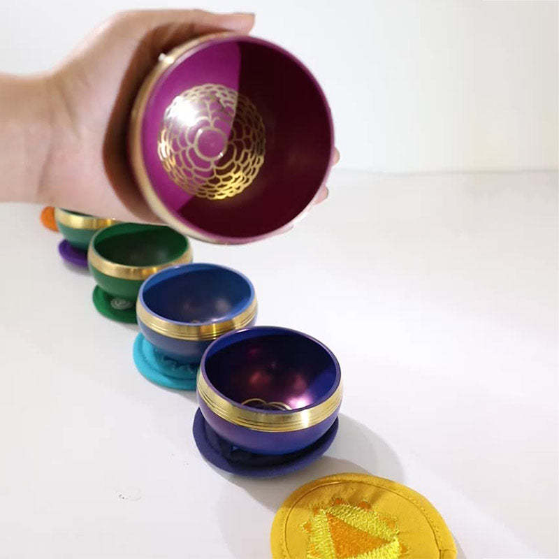 Tibetan Sound Bowl Handcrafted for Chakra Healing and Mindfulness Meditation Singing Bowl Set