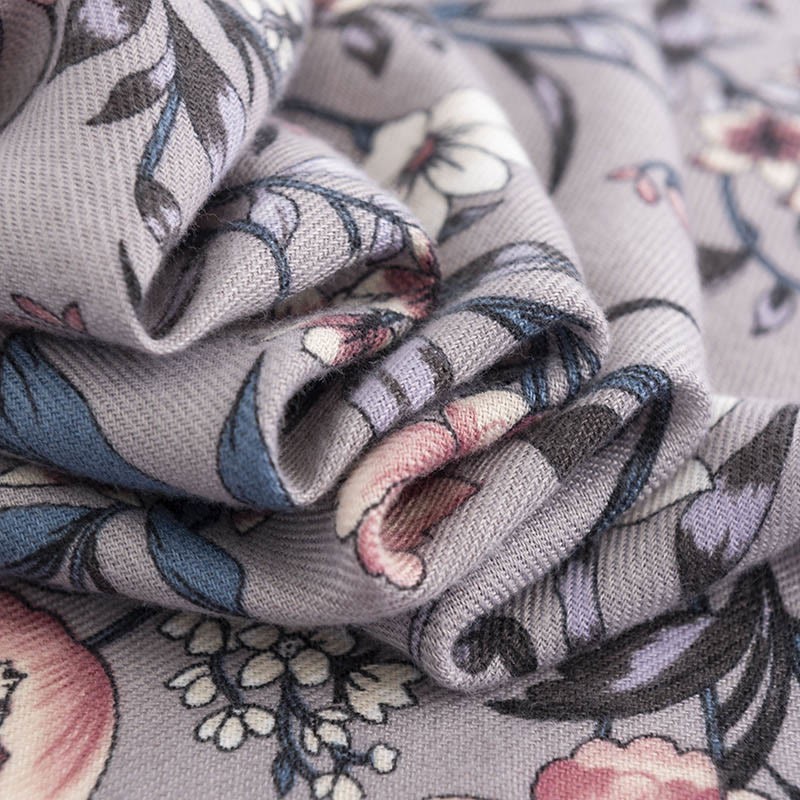 Tibetan Shawl Retro Blooming Camellia Japonica Print Fall Winter Soft Warm Scarf Wrap