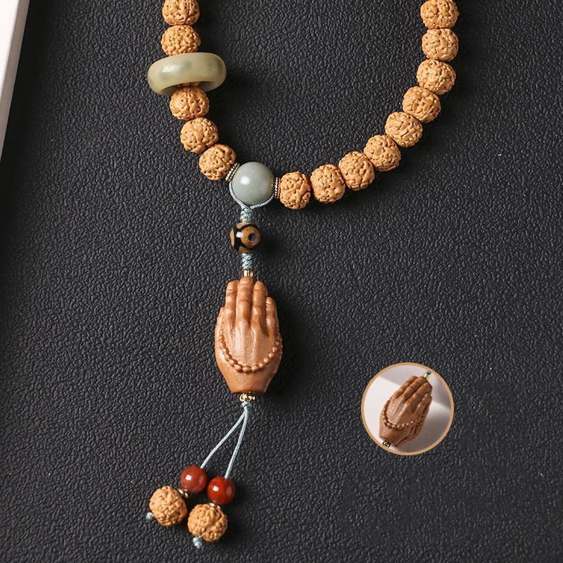 Bodhi Seed Three-eyed Dzi Bead mystic zen Hand Charm Wealth Bracelet