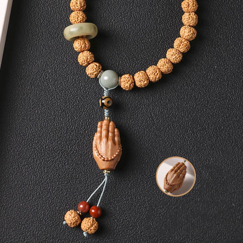 Bodhi Seed Three-eyed Dzi Bead mystic zen Hand Charm Wealth Bracelet
