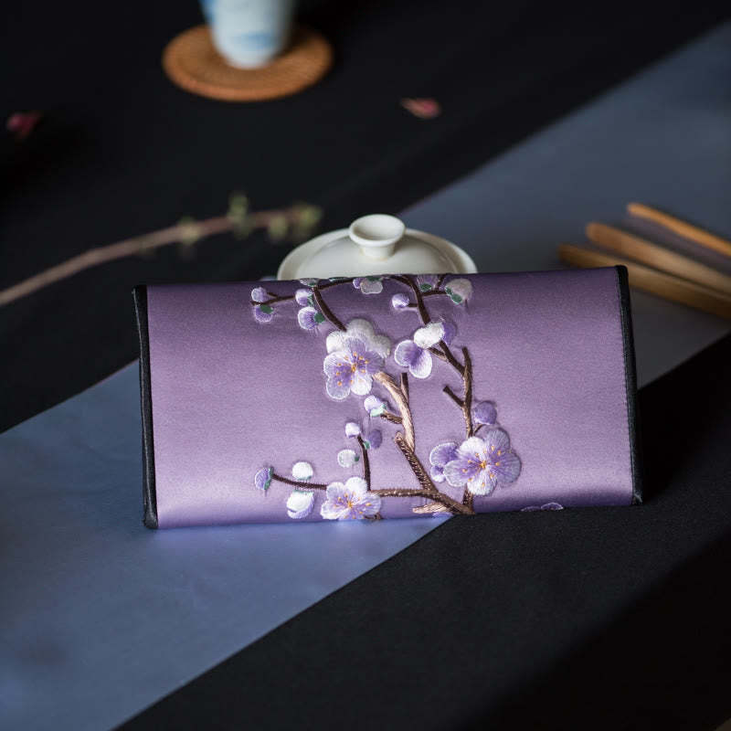 Plum Bossom Su Embroidery Journey Shopping Long Purse Handbag